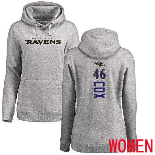 Baltimore Ravens Ash Women Morgan Cox Backer NFL Football #46 Pullover Hoodie Sweatshirt